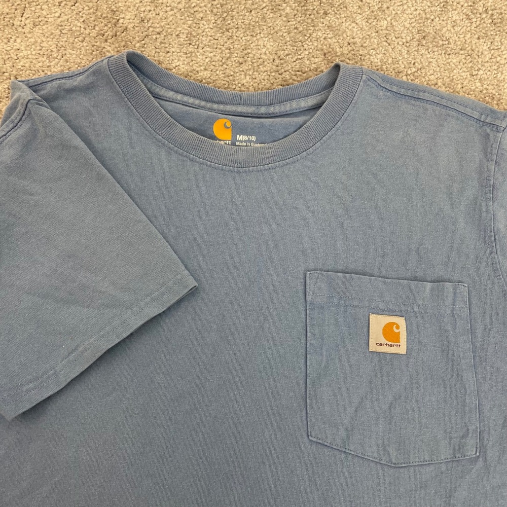 Carhartt T Shirt Womens Medium 8 10 Original Fit Blue Pocket Short Sleeve